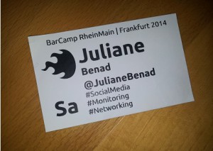 Barcamp RheinMain Namensschild Juliane Benad Die Maintalerin