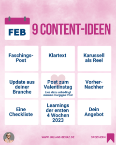 Content Ideen für Instagram Februar Juliane Benad